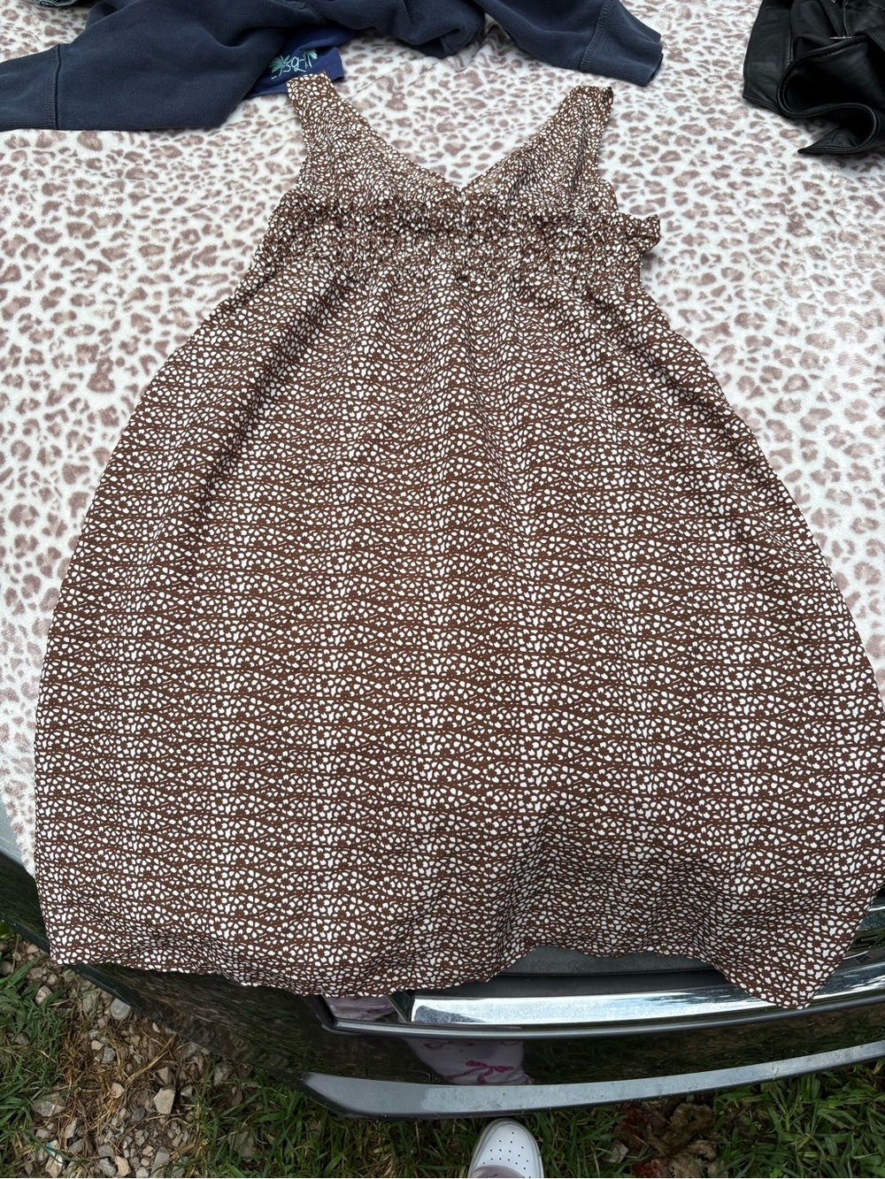 Mlle Gabrielle Brown and White Brown Printed Sleeveless Sundress Size 12